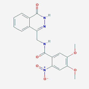molecular formula C18H16N4O6 B2989950 4,5-dimethoxy-2-nitro-N-[(4-oxo-3H-phthalazin-1-yl)methyl]benzamide CAS No. 899985-15-0