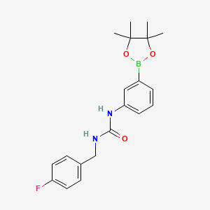 molecular formula C20H24BFN2O3 B2989951 1-(4-Fluorobenzyl)-3-(3-(4,4,5,5-tetramethyl-1,3,2-dioxaborolan-2-yl)phenyl)urea CAS No. 874301-88-9