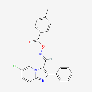 molecular formula C22H16ClN3O2 B2989955 6-Chloro-3-({[(4-methylbenzoyl)oxy]imino}methyl)-2-phenylimidazo[1,2-a]pyridine CAS No. 478257-27-1