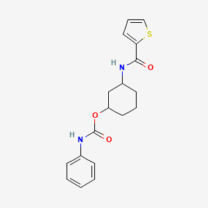 molecular formula C18H20N2O3S B2989972 3-(Thiophene-2-carboxamido)cyclohexyl phenylcarbamate CAS No. 1351609-11-4