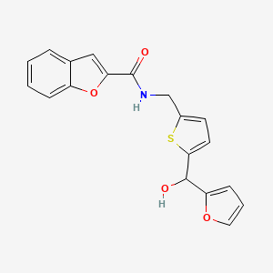 molecular formula C19H15NO4S B2989975 N-((5-(呋喃-2-基(羟基)甲基)噻吩-2-基)甲基)苯并呋喃-2-甲酰胺 CAS No. 1798522-51-6