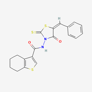 N-[(5E)-5-benzylidene-4-oxo-2-sulfanylidene-1,3-thiazolidin-3-yl]-4,5,6,7-tetrahydro-1-benzothiophene-3-carboxamide