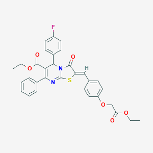 molecular formula C32H27FN2O6S B299001 ethyl 2-[4-(2-ethoxy-2-oxoethoxy)benzylidene]-5-(4-fluorophenyl)-3-oxo-7-phenyl-2,3-dihydro-5H-[1,3]thiazolo[3,2-a]pyrimidine-6-carboxylate 