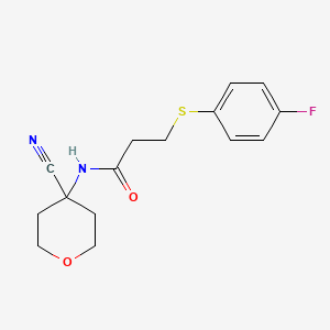 molecular formula C15H17FN2O2S B2990016 N-(4-氰代噁唑-4-基)-3-(4-氟苯基)硫代丙酰胺 CAS No. 1385374-07-1