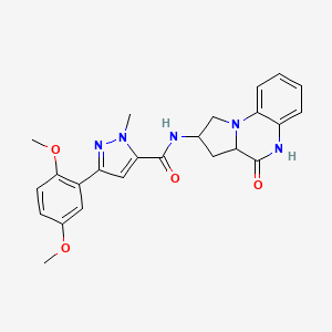 3-(2,5-dimethoxyphenyl)-1-methyl-N-(4-oxo-1,2,3,3a,4,5-hexahydropyrrolo[1,2-a]quinoxalin-2-yl)-1H-pyrazole-5-carboxamide