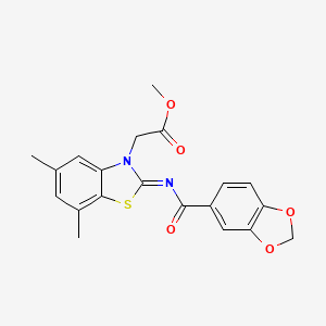 (E)-methyl 2-(2-((benzo[d][1,3]dioxole-5-carbonyl)imino)-5,7-dimethylbenzo[d]thiazol-3(2H)-yl)acetate