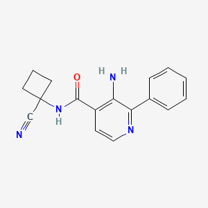 molecular formula C17H16N4O B2990033 3-Amino-N-(1-cyanocyclobutyl)-2-phenylpyridine-4-carboxamide CAS No. 1825607-80-4