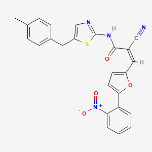 molecular formula C25H18N4O4S B2990036 (Z)-2-cyano-N-(5-(4-methylbenzyl)thiazol-2-yl)-3-(5-(2-nitrophenyl)furan-2-yl)acrylamide CAS No. 314251-67-7
