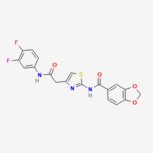 molecular formula C19H13F2N3O4S B2990037 N-(4-(2-((3,4-二氟苯基)氨基)-2-氧代乙基)噻唑-2-基)苯并[d][1,3]二氧杂环-5-甲酰胺 CAS No. 941899-01-0