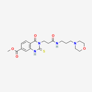 molecular formula C20H26N4O5S B2990038 Methyl 3-(3-((3-morpholinopropyl)amino)-3-oxopropyl)-4-oxo-2-thioxo-1,2,3,4-tetrahydroquinazoline-7-carboxylate CAS No. 946243-34-1