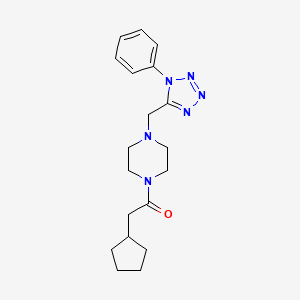 molecular formula C19H26N6O B2990044 2-cyclopentyl-1-(4-((1-phenyl-1H-tetrazol-5-yl)methyl)piperazin-1-yl)ethanone CAS No. 1049477-75-9