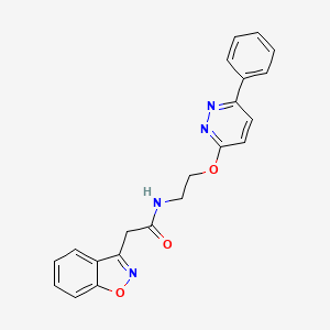 molecular formula C21H18N4O3 B2990059 2-(benzo[d]isoxazol-3-yl)-N-(2-((6-phenylpyridazin-3-yl)oxy)ethyl)acetamide CAS No. 1207048-91-6