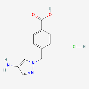 molecular formula C11H12ClN3O2 B2990075 4-[(4-Amino-1H-pyrazol-1-yl)methyl]benzoic acid hydrochloride CAS No. 1431964-86-1