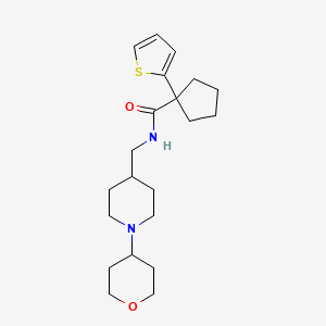 molecular formula C21H32N2O2S B2990076 N-((1-(四氢-2H-吡喃-4-基)哌啶-4-基)甲基)-1-(噻吩-2-基)环戊烷甲酰胺 CAS No. 2034324-70-2