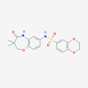 molecular formula C19H20N2O6S B2990080 N-(3,3-dimethyl-4-oxo-2,3,4,5-tetrahydrobenzo[b][1,4]oxazepin-7-yl)-2,3-dihydrobenzo[b][1,4]dioxine-6-sulfonamide CAS No. 922004-68-0