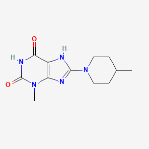 molecular formula C12H17N5O2 B2990082 3-甲基-8-(4-甲基哌啶-1-基)-1H-嘌呤-2,6(3H,7H)-二酮 CAS No. 941937-05-9