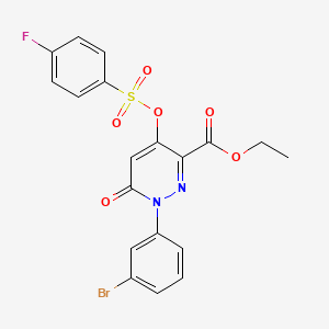 molecular formula C19H14BrFN2O6S B2990085 1-(3-溴苯基)-4-(((4-氟苯基)磺酰基)氧基)-6-氧代-1,6-二氢吡哒嗪-3-羧酸乙酯 CAS No. 899728-30-4