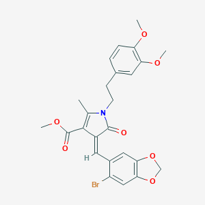 molecular formula C25H24BrNO7 B299009 methyl 4-[(6-bromo-1,3-benzodioxol-5-yl)methylene]-1-[2-(3,4-dimethoxyphenyl)ethyl]-2-methyl-5-oxo-4,5-dihydro-1H-pyrrole-3-carboxylate 