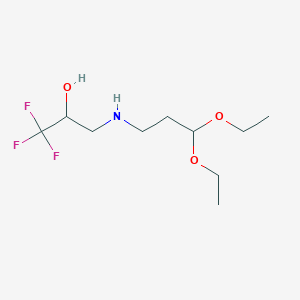 molecular formula C10H20F3NO3 B2990091 3-[(3,3-Diethoxypropyl)amino]-1,1,1-trifluoro-2-propanol CAS No. 477890-03-2