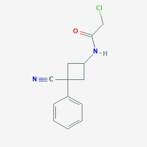 molecular formula C13H13ClN2O B2990098 2-Chloro-N-(3-cyano-3-phenylcyclobutyl)acetamide CAS No. 2411305-49-0