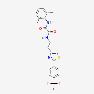 molecular formula C22H20F3N3O2S B2990110 N1-(2,6-dimethylphenyl)-N2-(2-(2-(4-(trifluoromethyl)phenyl)thiazol-4-yl)ethyl)oxalamide CAS No. 897453-30-4