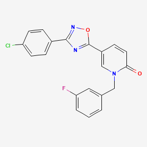 molecular formula C20H13ClFN3O2 B2990123 5-(3-(4-chlorophenyl)-1,2,4-oxadiazol-5-yl)-1-(3-fluorobenzyl)pyridin-2(1H)-one CAS No. 1251617-19-2