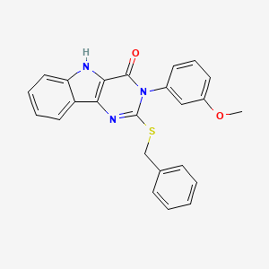 molecular formula C24H19N3O2S B2990124 2-benzylsulfanyl-3-(3-methoxyphenyl)-5H-pyrimido[5,4-b]indol-4-one CAS No. 536706-86-2