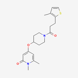 molecular formula C20H26N2O3S B2990134 1,6-二甲基-4-((1-(3-(3-甲基噻吩-2-基)丙酰)哌啶-4-基)氧基)吡啶-2(1H)-酮 CAS No. 2195940-40-8