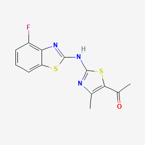 molecular formula C13H10FN3OS2 B2990138 1-(2-((4-Fluorobenzo[d]thiazol-2-yl)amino)-4-methylthiazol-5-yl)ethanone CAS No. 862974-71-8
