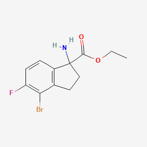 molecular formula C12H13BrFNO2 B2990139 Ethyl 1-amino-4-bromo-5-fluoro-2,3-dihydroindene-1-carboxylate CAS No. 2248310-64-5