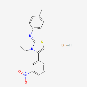 molecular formula C18H18BrN3O2S B2990140 (Z)-N-(3-ethyl-4-(3-nitrophenyl)thiazol-2(3H)-ylidene)-4-methylaniline hydrobromide CAS No. 474879-88-4