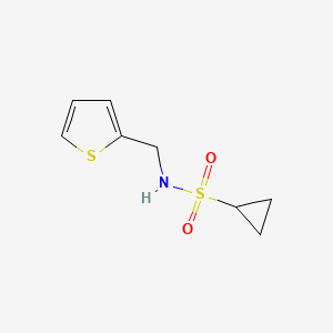 molecular formula C8H11NO2S2 B2990145 N-(thiophen-2-ylmethyl)cyclopropanesulfonamide CAS No. 1207053-93-7