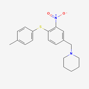 molecular formula C19H22N2O2S B2990147 1-{4-[(4-甲苯基)硫代基]-3-硝基苄基}哌啶 CAS No. 477869-44-6