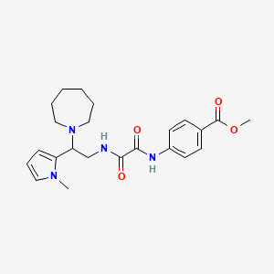 molecular formula C23H30N4O4 B2990149 4-(2-((2-(氮杂环戊-1-基)-2-(1-甲基-1H-吡咯-2-基)乙基)氨基)-2-氧代乙酰氨基)苯甲酸甲酯 CAS No. 1049377-04-9