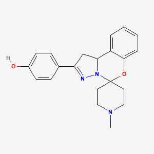 molecular formula C21H23N3O2 B2990155 4-(1'-Methyl-1,10b-dihydrospiro[benzo[e]pyrazolo[1,5-c][1,3]oxazine-5,4'-piperidin]-2-yl)phenol CAS No. 899727-65-2