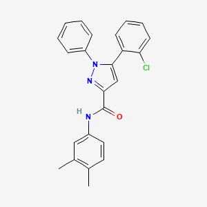 molecular formula C24H20ClN3O B2990163 5-(2-氯苯基)-N-(3,4-二甲基苯基)-1-苯基-1H-吡唑-3-甲酰胺 CAS No. 477712-43-9
