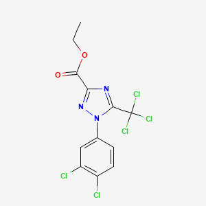 molecular formula C12H8Cl5N3O2 B2990165 ethyl 1-(3,4-dichlorophenyl)-5-(trichloromethyl)-1H-1,2,4-triazole-3-carboxylate CAS No. 854019-67-3
