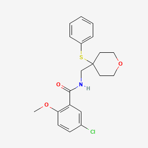 molecular formula C20H22ClNO3S B2990170 5-chloro-2-methoxy-N-((4-(phenylthio)tetrahydro-2H-pyran-4-yl)methyl)benzamide CAS No. 1797956-86-5