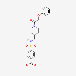 molecular formula C22H26N2O6S B2990172 methyl 4-(N-((1-(2-phenoxyacetyl)piperidin-4-yl)methyl)sulfamoyl)benzoate CAS No. 1396863-87-8