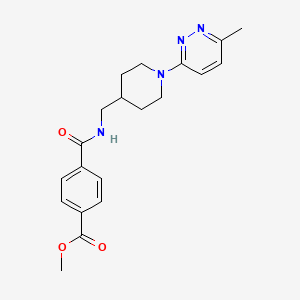 molecular formula C20H24N4O3 B2990178 Methyl 4-(((1-(6-methylpyridazin-3-yl)piperidin-4-yl)methyl)carbamoyl)benzoate CAS No. 1797955-23-7