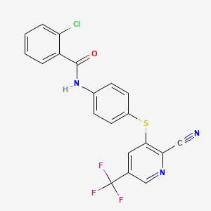 molecular formula C20H11ClF3N3OS B2990179 2-氯-N-[4-[2-氰基-5-(三氟甲基)吡啶-3-基]硫代苯基]苯甲酰胺 CAS No. 338419-94-6