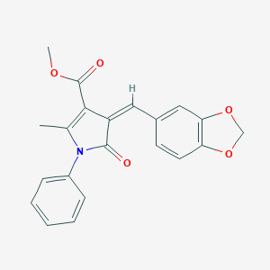 molecular formula C21H17NO5 B299018 methyl 4-(1,3-benzodioxol-5-ylmethylene)-2-methyl-5-oxo-1-phenyl-4,5-dihydro-1H-pyrrole-3-carboxylate 