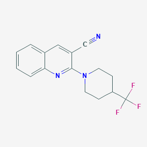 molecular formula C16H14F3N3 B2990181 2-[4-(Trifluoromethyl)piperidin-1-yl]quinoline-3-carbonitrile CAS No. 2415520-27-1