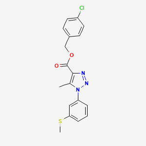 molecular formula C18H16ClN3O2S B2990186 4-chlorobenzyl 5-methyl-1-(3-(methylthio)phenyl)-1H-1,2,3-triazole-4-carboxylate CAS No. 946276-29-5