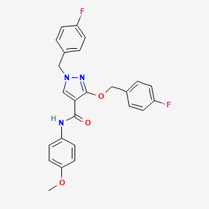 molecular formula C25H21F2N3O3 B2990193 1-(4-氟苄基)-3-((4-氟苄基)氧基)-N-(4-甲氧基苯基)-1H-吡唑-4-甲酰胺 CAS No. 1014091-74-7