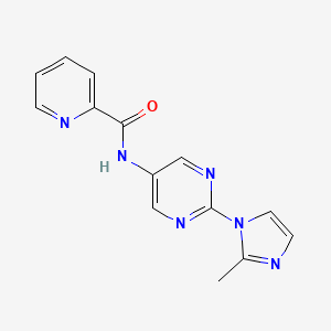 molecular formula C14H12N6O B2990194 N-(2-(2-methyl-1H-imidazol-1-yl)pyrimidin-5-yl)picolinamide CAS No. 1396685-34-9