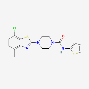 molecular formula C17H17ClN4OS2 B2990202 4-(7-chloro-4-methylbenzo[d]thiazol-2-yl)-N-(thiophen-2-yl)piperazine-1-carboxamide CAS No. 1211788-57-6