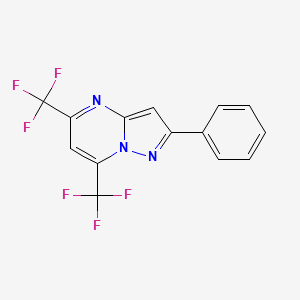 molecular formula C14H7F6N3 B2990204 2-Phenyl-5,7-bis(trifluoromethyl)pyrazolo[1,5-a]pyrimidine CAS No. 361368-93-6