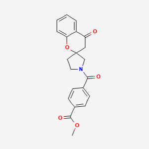 molecular formula C21H19NO5 B2990224 Methyl 4-(4-oxospiro[chroman-2,3'-pyrrolidin]-1'-ylcarbonyl)benzoate CAS No. 1787917-30-9