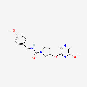 molecular formula C18H22N4O4 B2990225 N-(4-methoxybenzyl)-3-((6-methoxypyrazin-2-yl)oxy)pyrrolidine-1-carboxamide CAS No. 2034334-14-8
